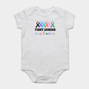 Multi colored ribbons cancer awareness Baby Bodysuit